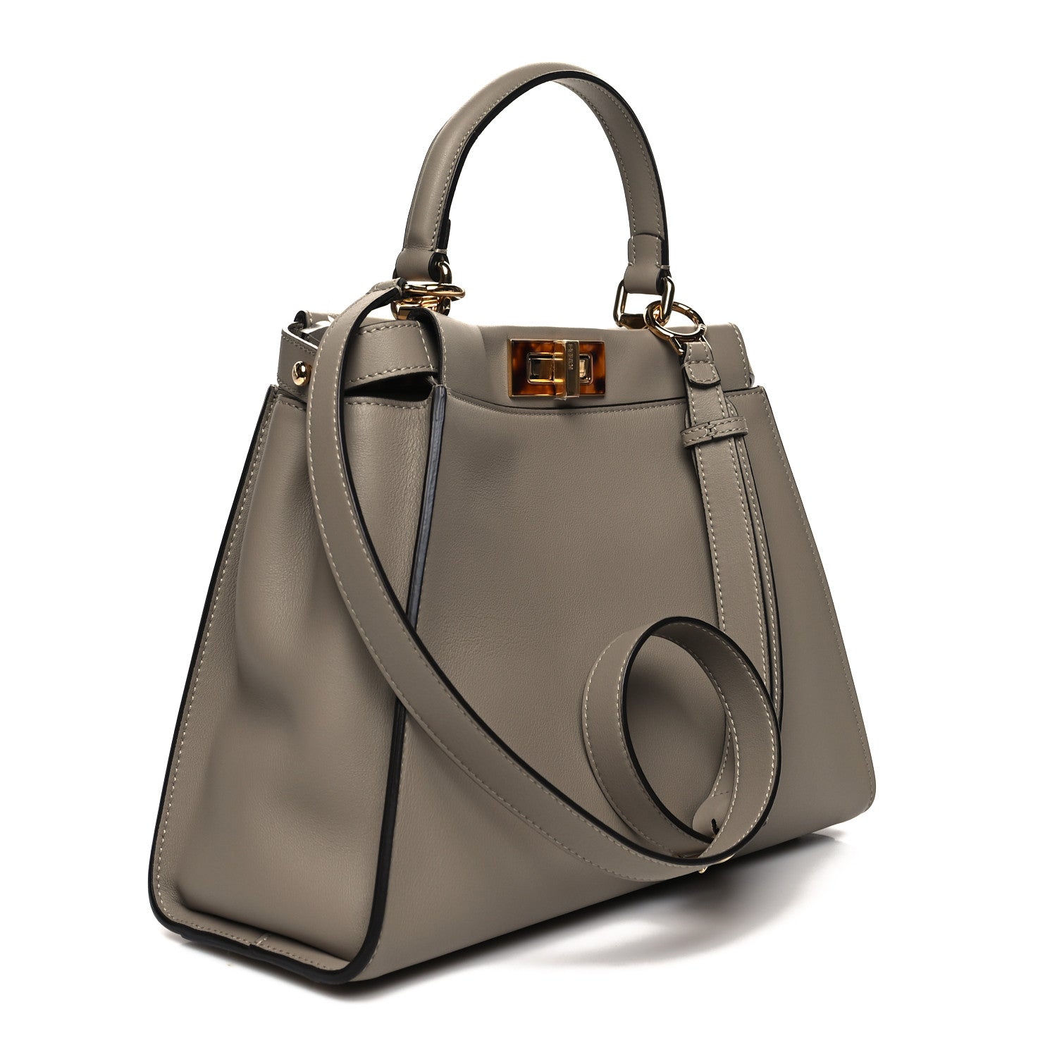 Fendi Vitello Seta Plexiglass Tortoise Medium Peekaboo Iconic Satchel Tortora 3 of 10