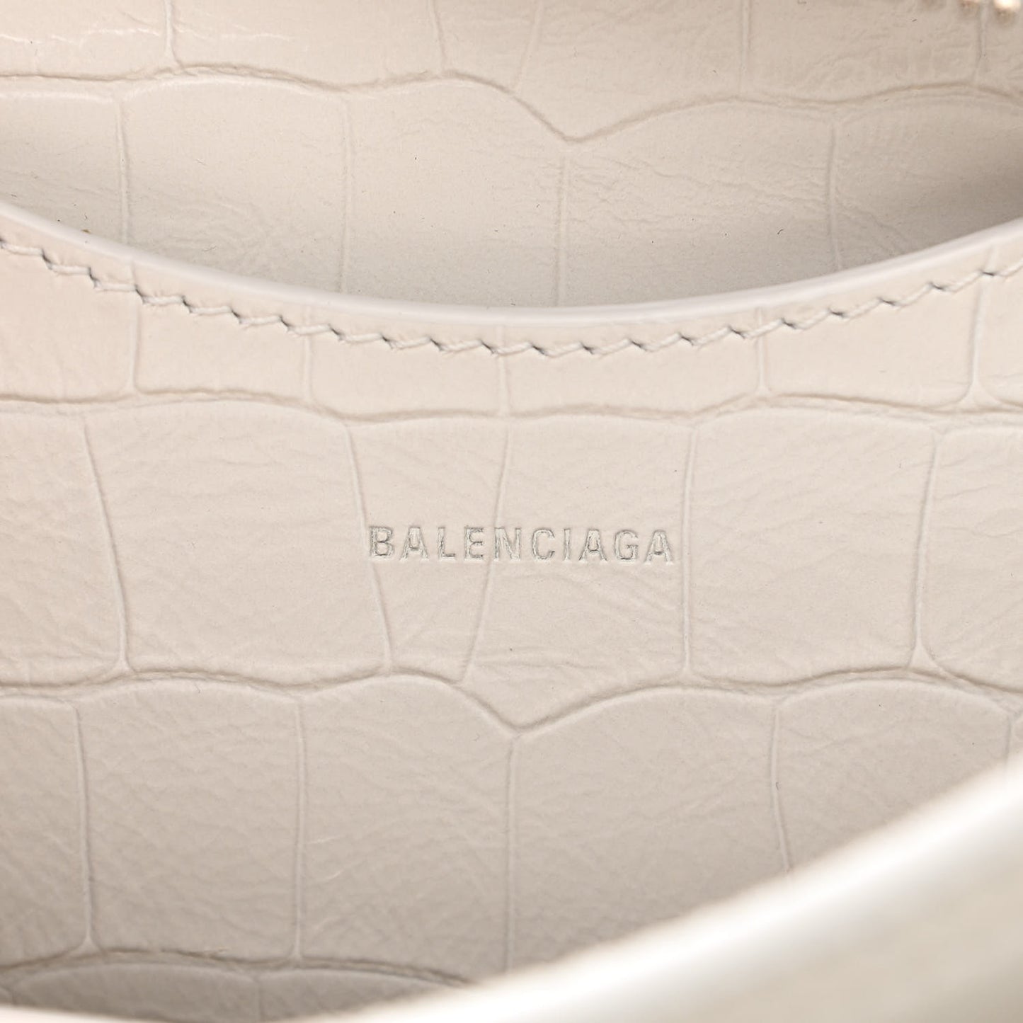 Extra Supple Calfskin Crocodile Embossed Neo Classic Silver Hardware Mini City White