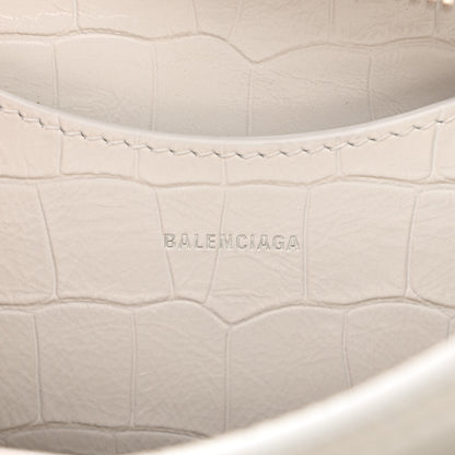 Balenciaga Extra Supple Calfskin Crocodile Embossed Neo Classic Silver Hardware Mini City White 6 of 11