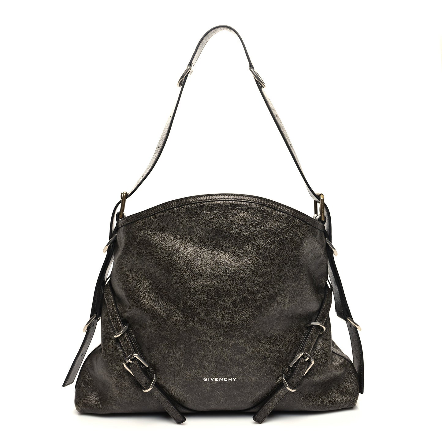 Tumbled Calfskin Medium Voyou Bag Walnut Brown