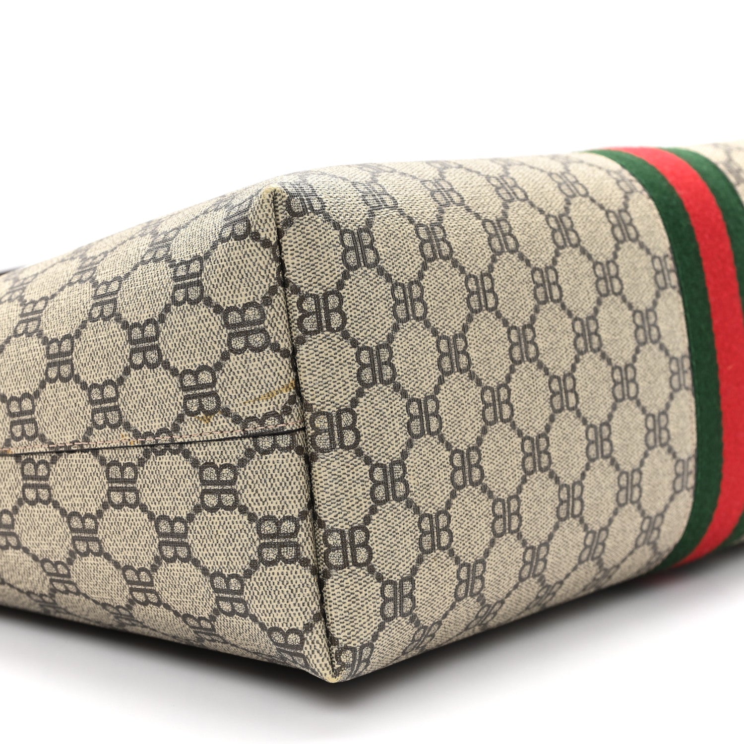 Gucci X BALENCIAGA BB Supreme Monogram Web Medium Ophidia Shopping Tote Beige New Acero 9 of 10