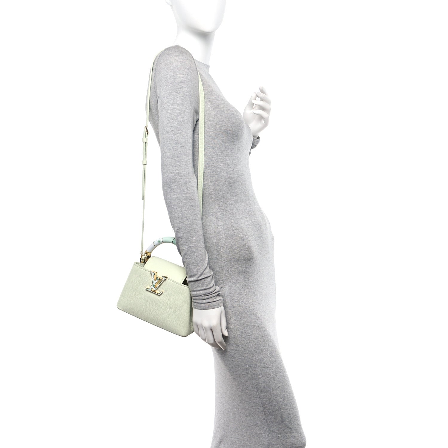 Louis Vuitton Taurillon Karung Mini Capucines Vert D'eau Green 2 of 11
