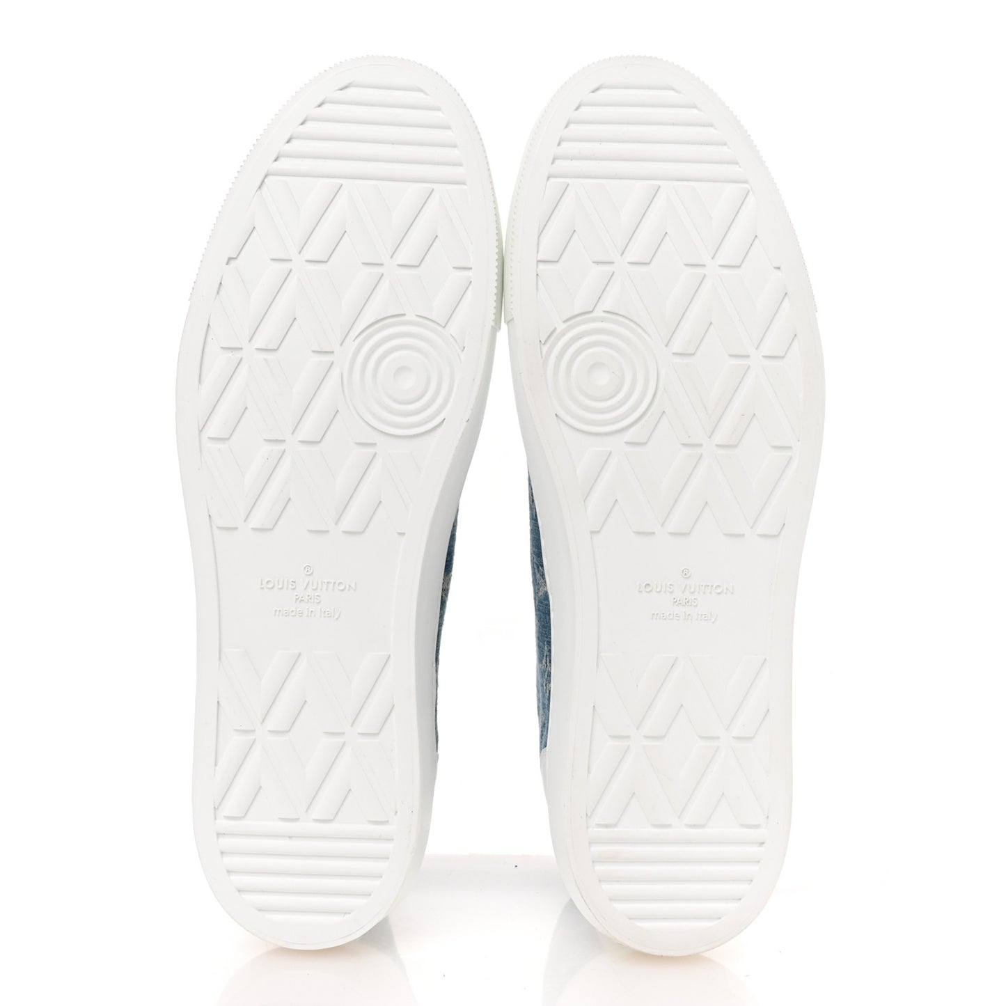 Calfskin Denim Monogram Mens Tattoo Sneaker Boots 11 White Blue