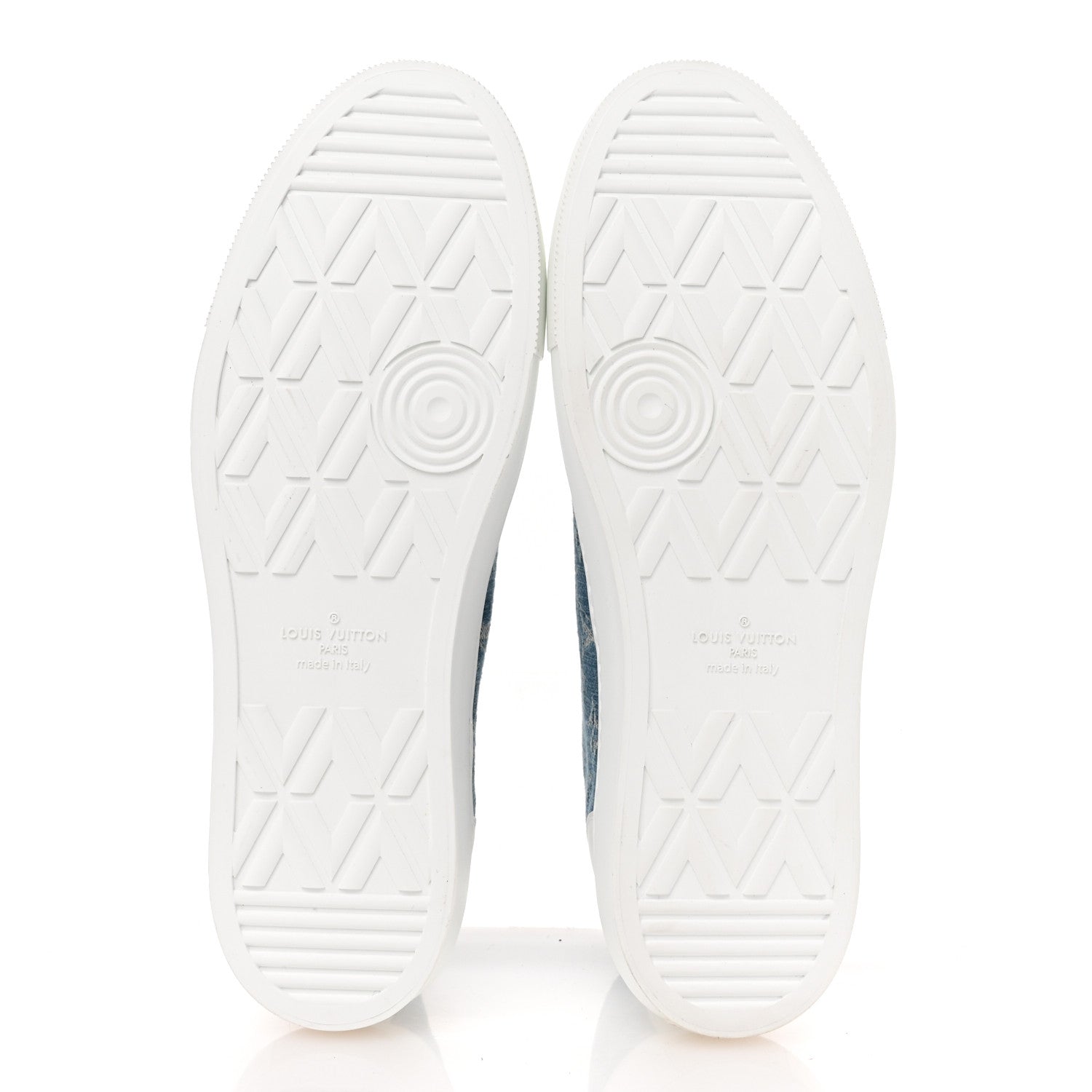 Louis Vuitton Calfskin Denim Monogram Mens Tattoo Sneaker Boots 11 White Blue 6 of 12