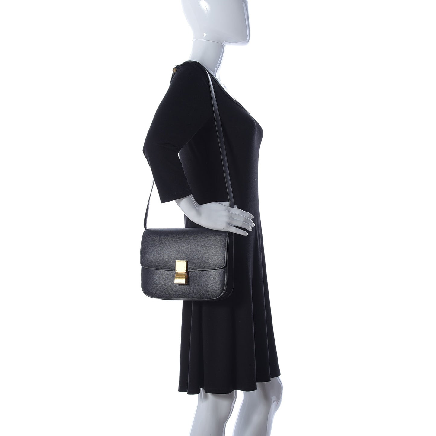 Liege Calfskin Medium Classic Box Flap Bag Black