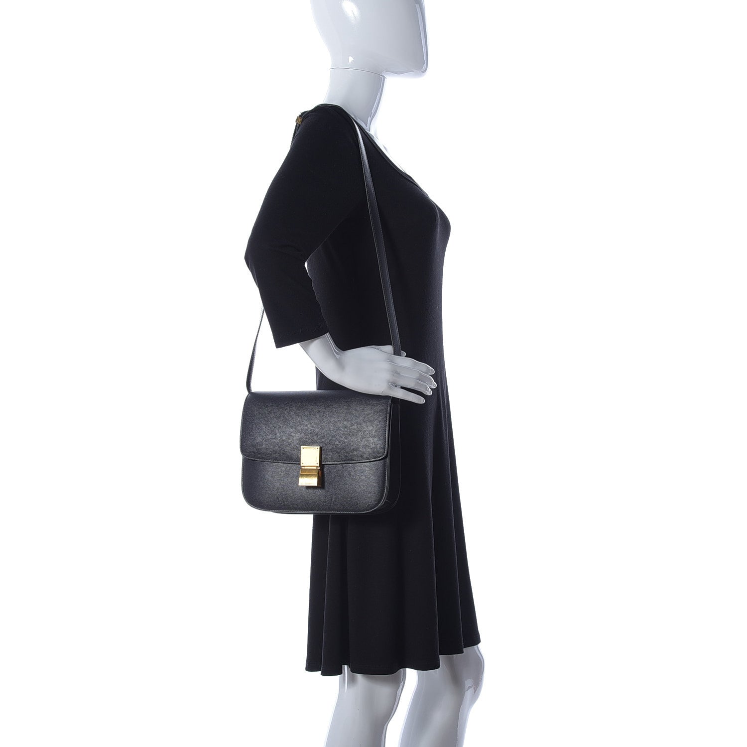 Celine Liege Calfskin Medium Classic Box Flap Bag Black 3 of 10
