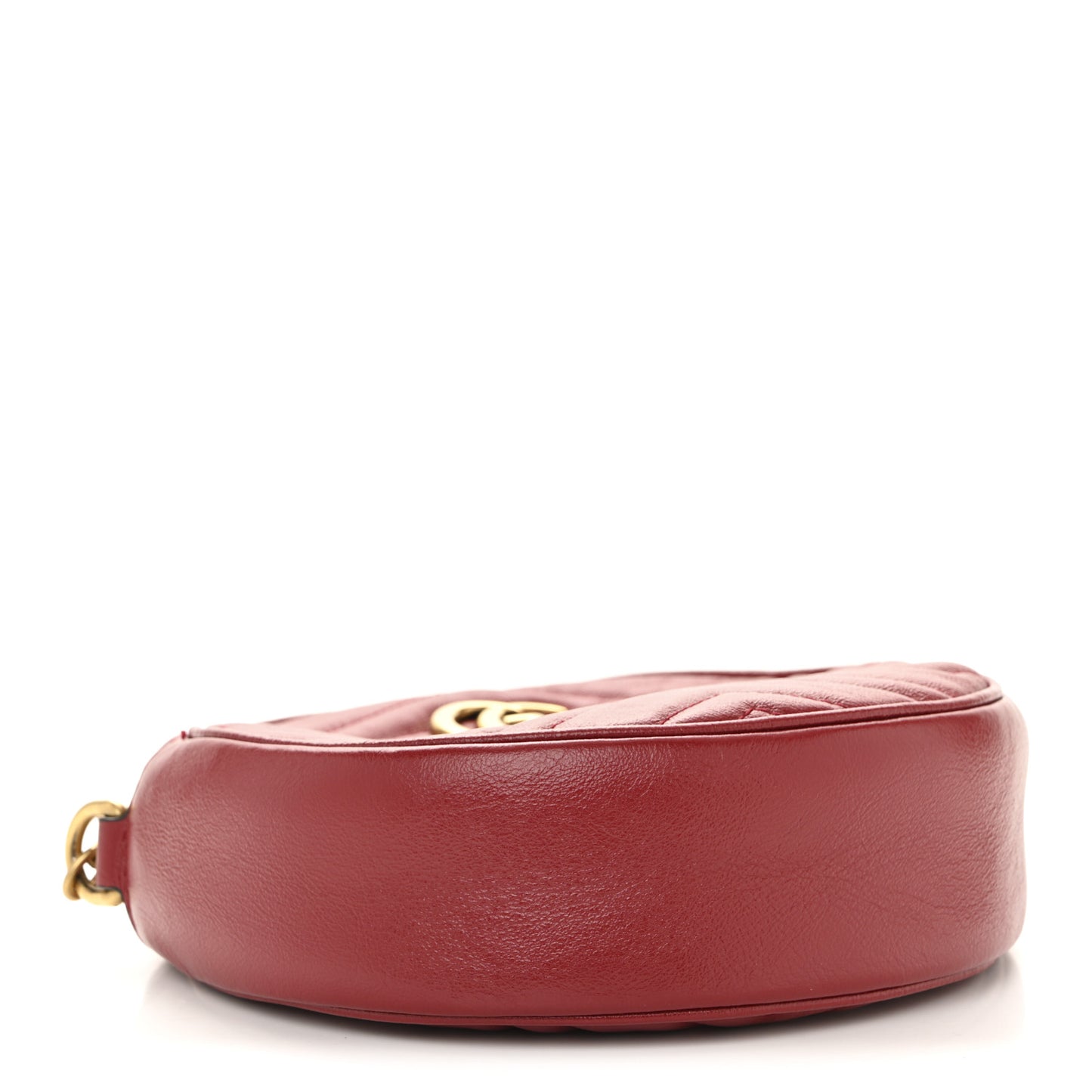 Glazed Calfskin Matelasse Heart Mini GG Marmont Round Shoulder Bag Romantic Cerise