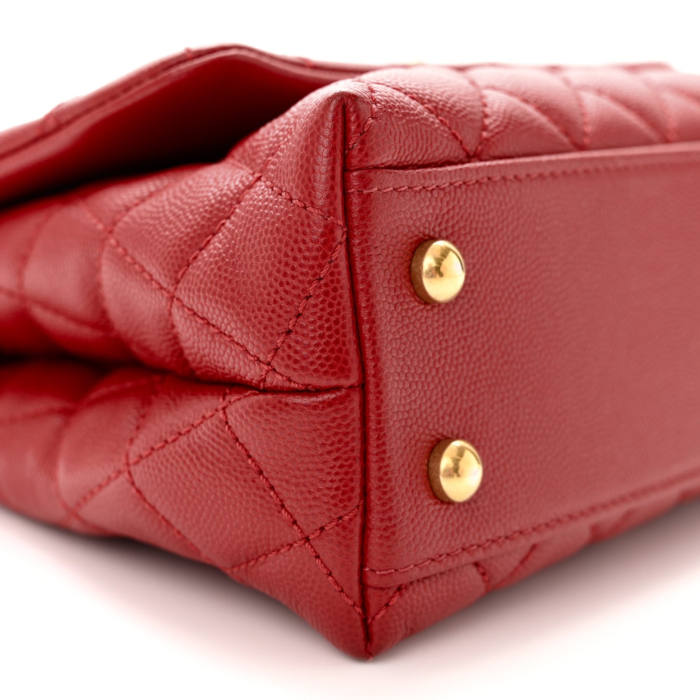 Caviar Quilted Mini Coco Handle Flap Red