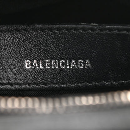 Balenciaga Calfskin Logo Crocodile Embossed XXS Ville Top Handle Bag Black White 6 of 11
