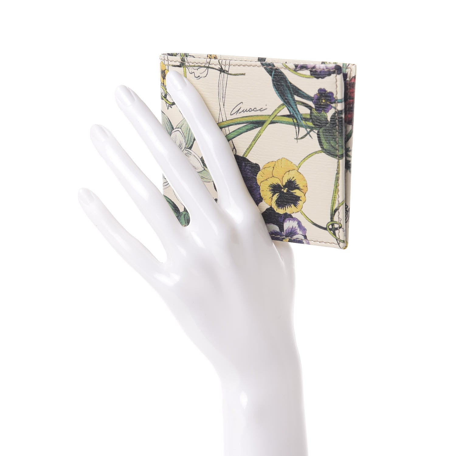 Gucci Calfskin Flora Infinity Bi-Fold Wallet White Multicolor 2 of 6