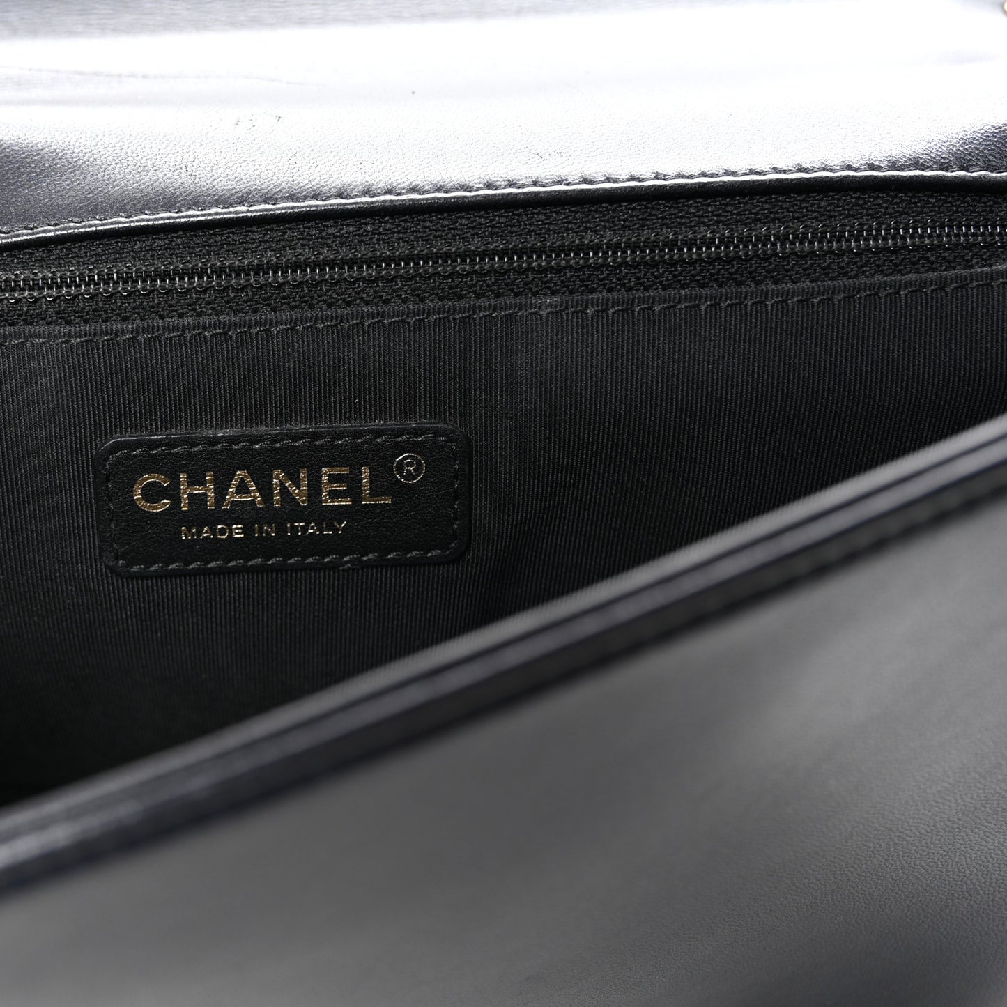 Lambskin Quilted New Medium Boy Flap Black
