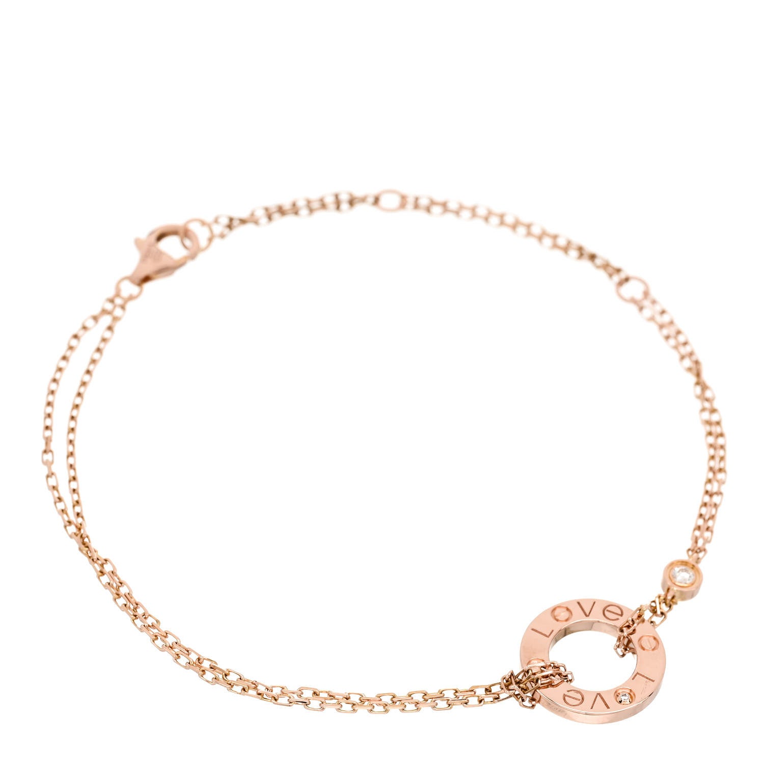 Cartier 18K Pink Gold Diamond LOVE Bracelet 1 of 6