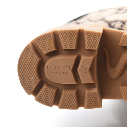 Gucci Covered Wool Big GG Monogram Womens Lace Up Combat Ankle Boots 40 Beige Ebony Cocoa 6 of 7