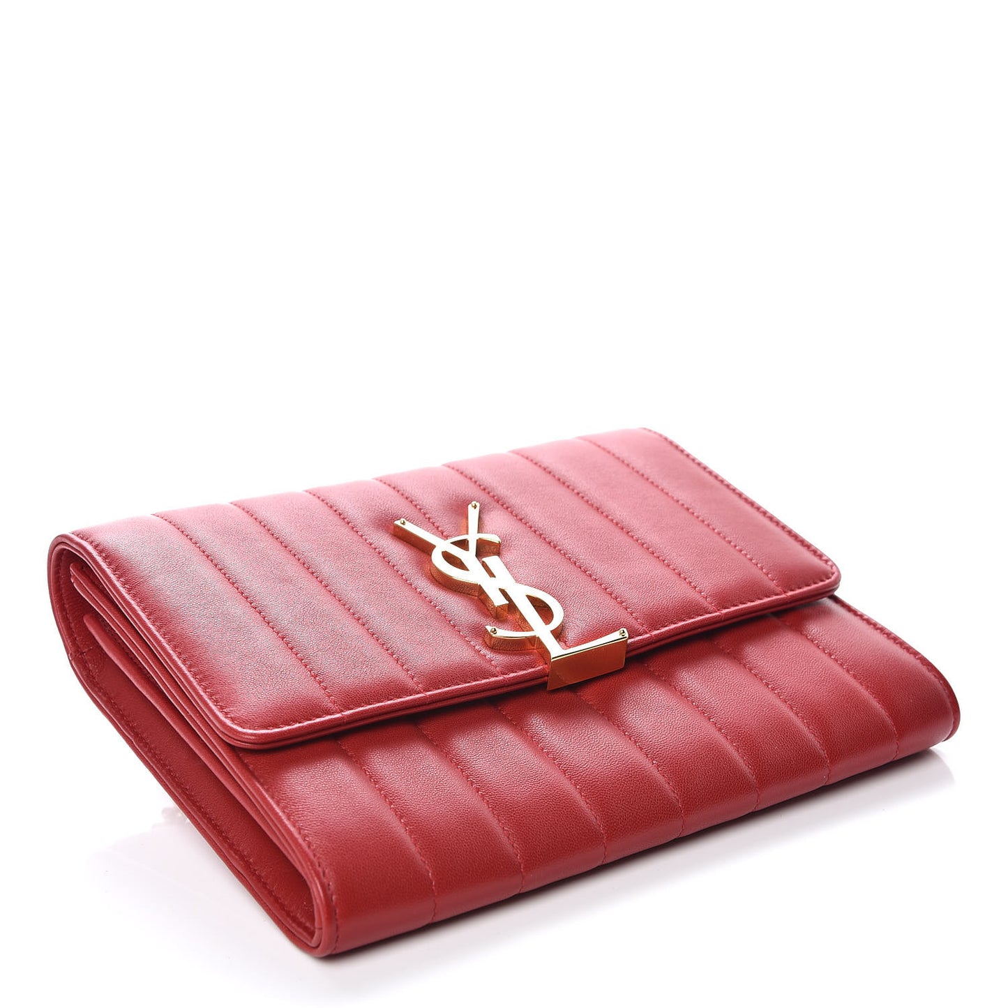 Lambskin Matelasse Monogram Vicky Chain Wallet Rouge Eros