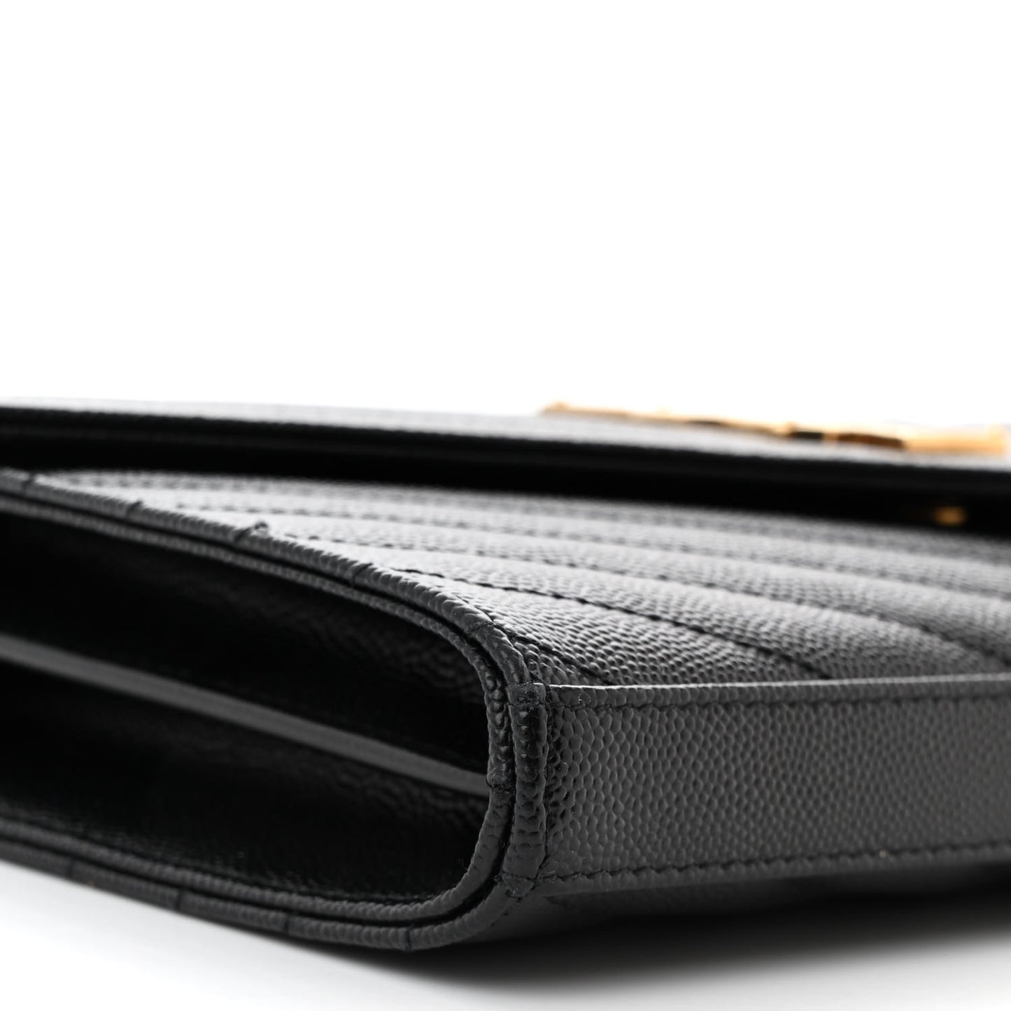 Grain De Poudre Matelasse Chevron Monogram Chain Wallet Black