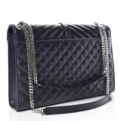 Saint Laurent Grain De Poudre Large Tri-Quilt Monogram Satchel Deep Marine 4 of 10