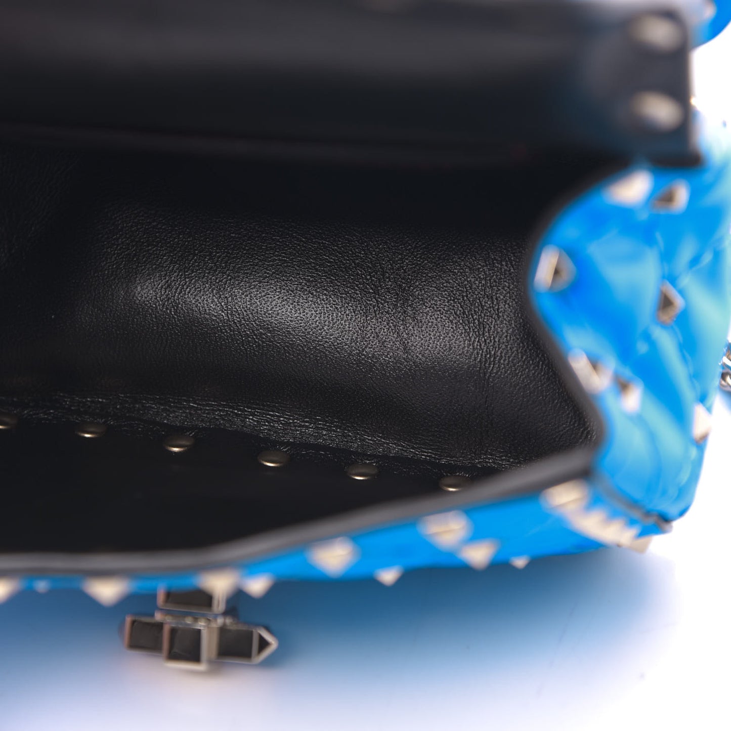 Calfskin Micro Rockstud Spike Shoulder Bag Blue Fluo