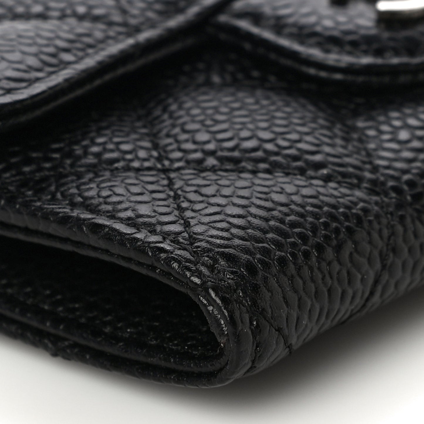 Caviar Quilted Flap Card Holder Black