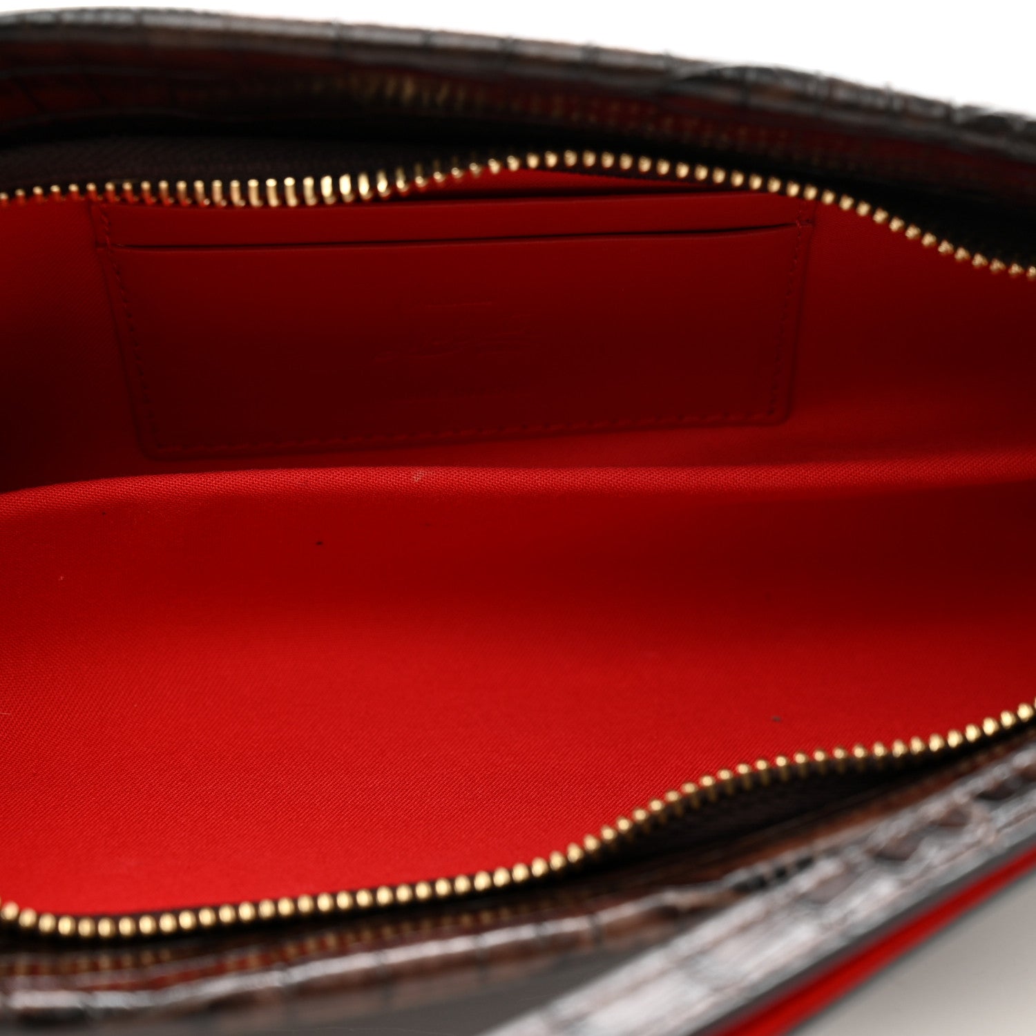 Christian Louboutin Crocodile Embossed Calfskin Loubi Twist Zip Clutch Bag Brown 5 of 10