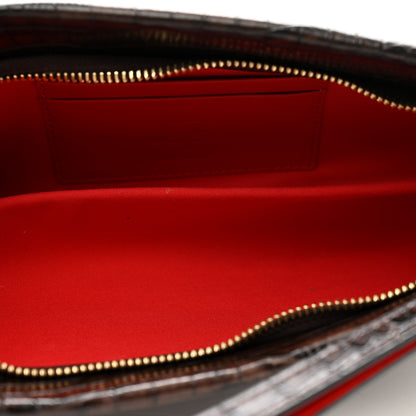 Christian Louboutin Crocodile Embossed Calfskin Loubi Twist Zip Clutch Bag Brown 5 of 10