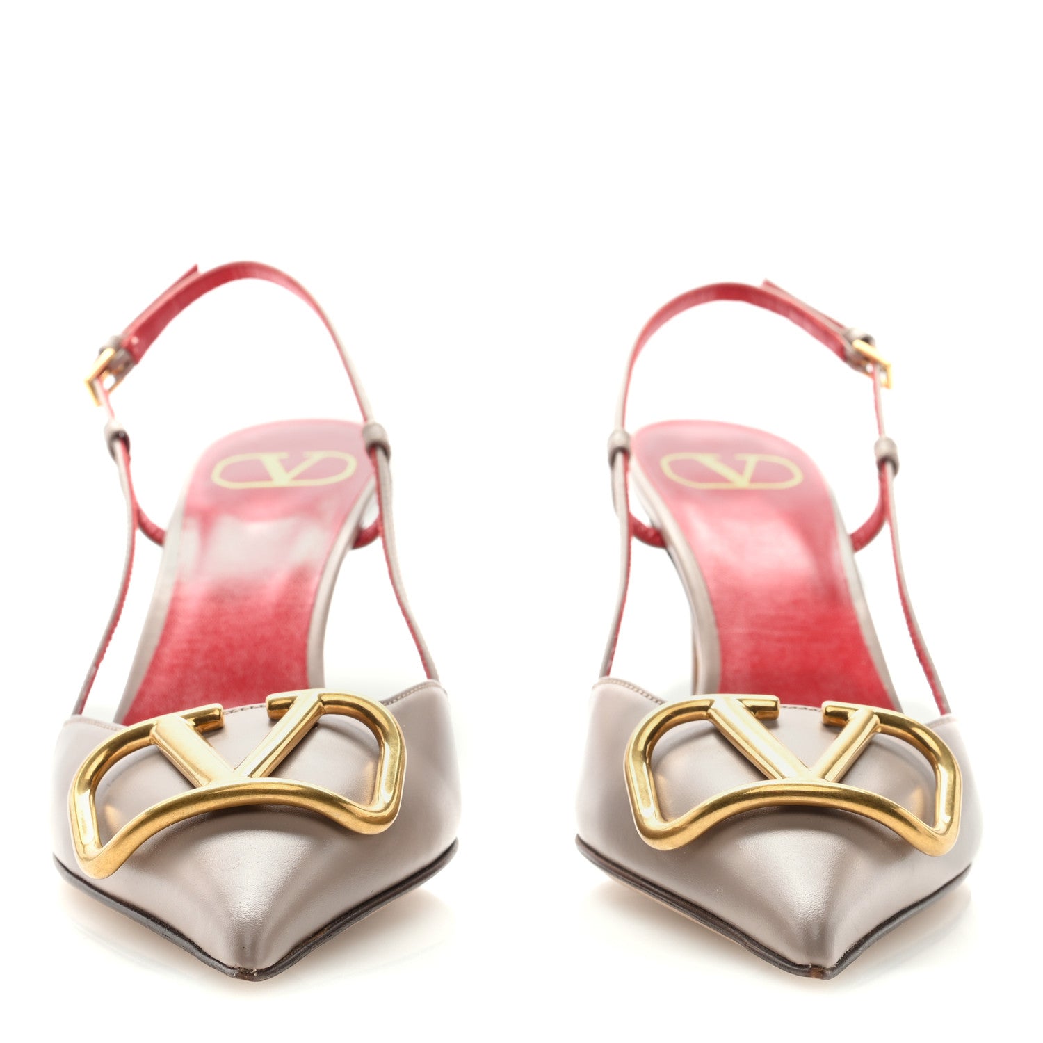 Valentino Garavani Calfskin Vlogo Slingback 40mm Pumps 37.5 Poudre 3 of 8