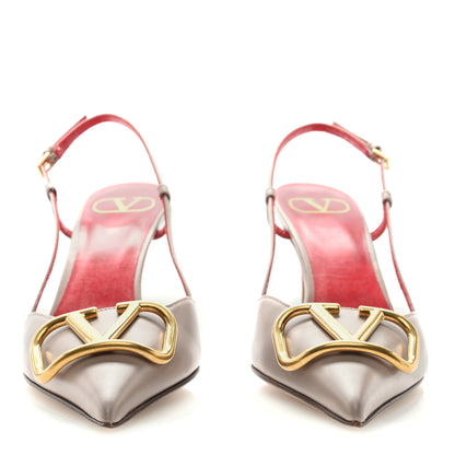 Valentino Garavani Calfskin Vlogo Slingback 40mm Pumps 37.5 Poudre 3 of 8