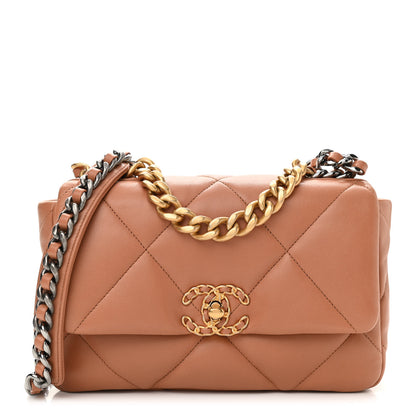 Chanel Lambskin Quilted Medium Chanel 19 Flap Light Brown 1 of 11