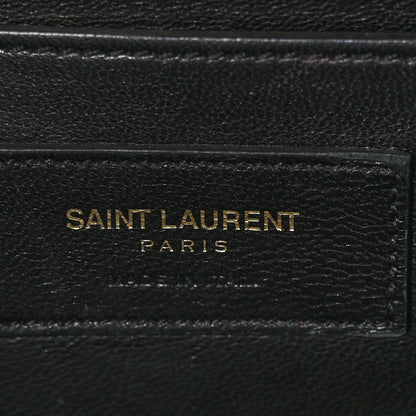 Saint Laurent Calfskin Matelasse Chevron Medium Monogram Satchel Black 7 of 10