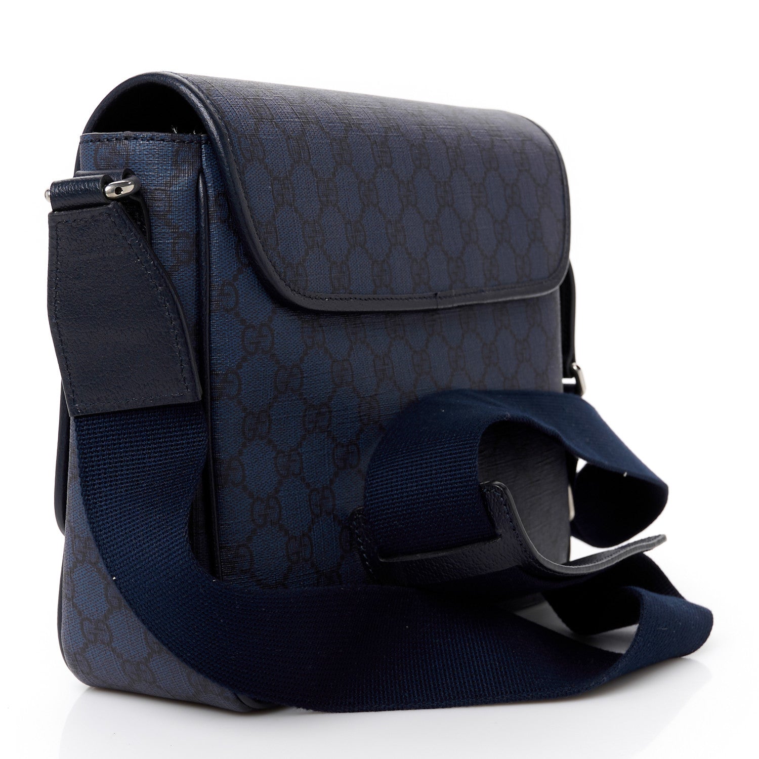 Gucci Tender GG Supreme Monogram Textured Dollar Calfskin Ophidia Messenger Bag Dark Blue 3 of 10