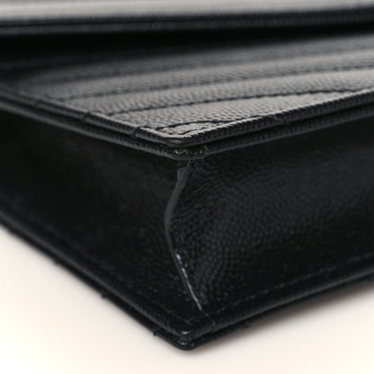 Saint Laurent Grain De Poudre Matelasse Chevron Monogram Envelope Chain Wallet Black 8 of 10