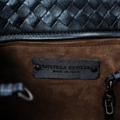 Bottega Veneta Metallic Grosgrain Intrecciato Medium A Shape Seamless Tote Blue 6 of 9