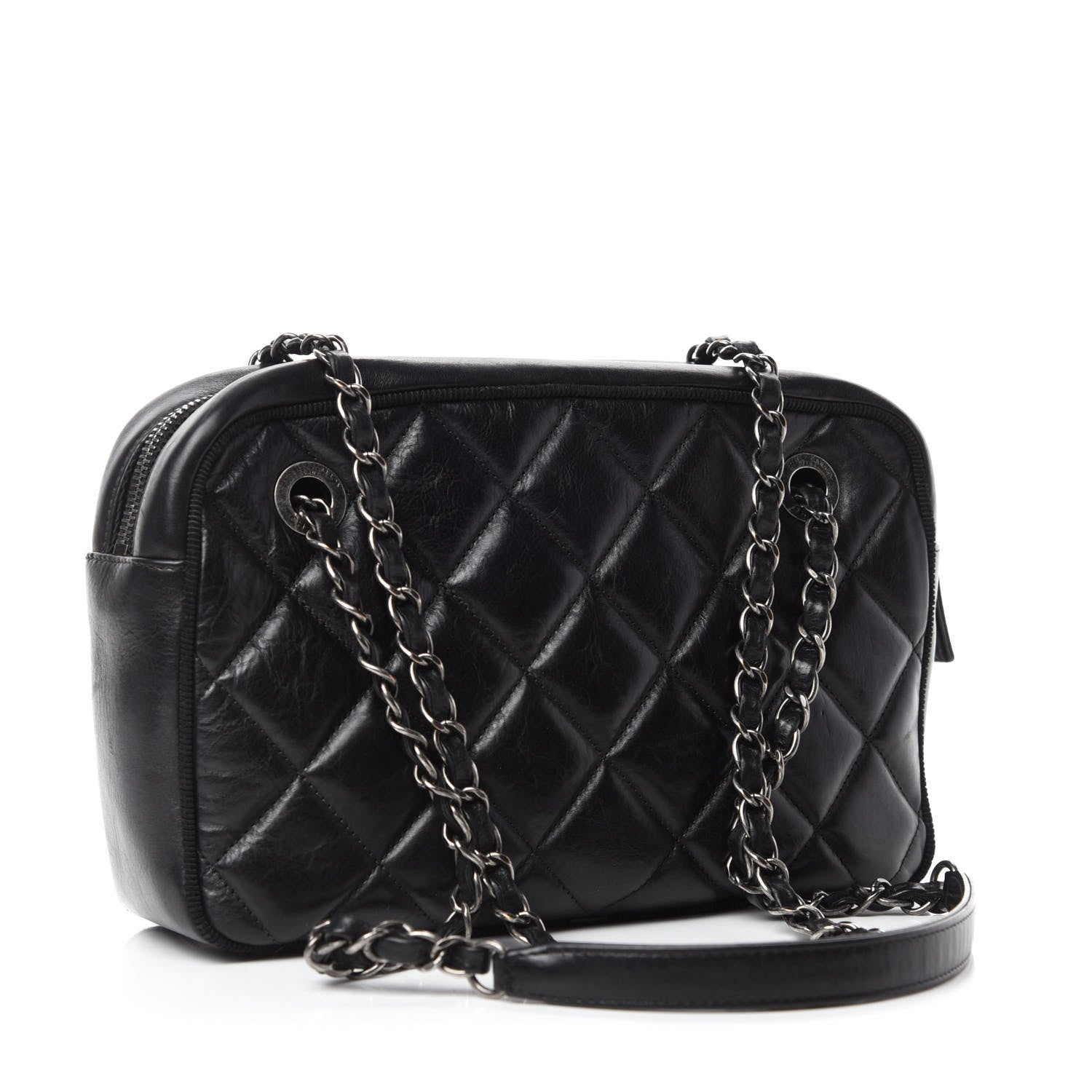 Chanel Lambskin Quilted Small Diamond CC Camera Case Black 4 of 11