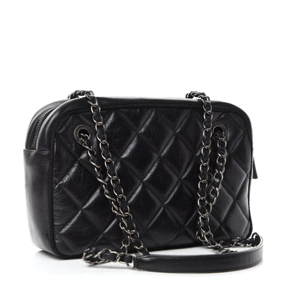 Chanel Lambskin Quilted Small Diamond CC Camera Case Black 4 of 11