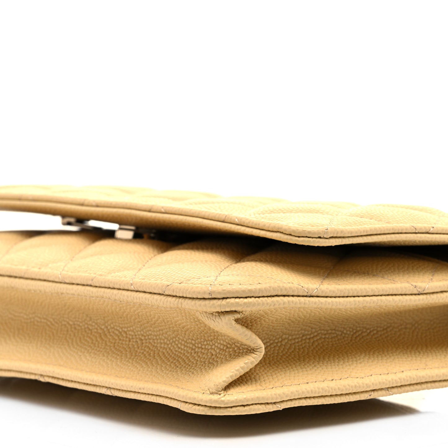 Caviar Quilted Wallet on Chain WOC Light Yellow