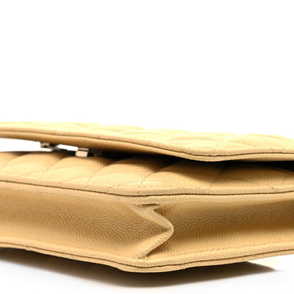 Chanel Caviar Quilted Wallet on Chain WOC Light Yellow 6 of 10