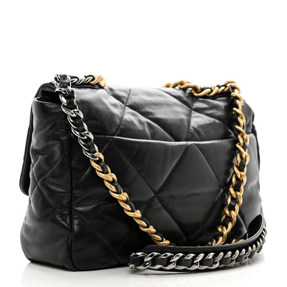 Chanel Shiny Goatskin Quilted Large Chanel 19 Flap Black 3 of 10