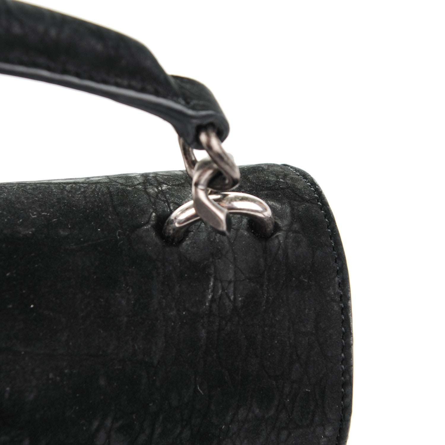 Saint Laurent Crocodile Embossed Nubuck Monogram Medium College Satchel Black 6 of 9