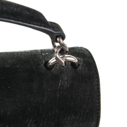 Saint Laurent Crocodile Embossed Nubuck Monogram Medium College Satchel Black 6 of 9