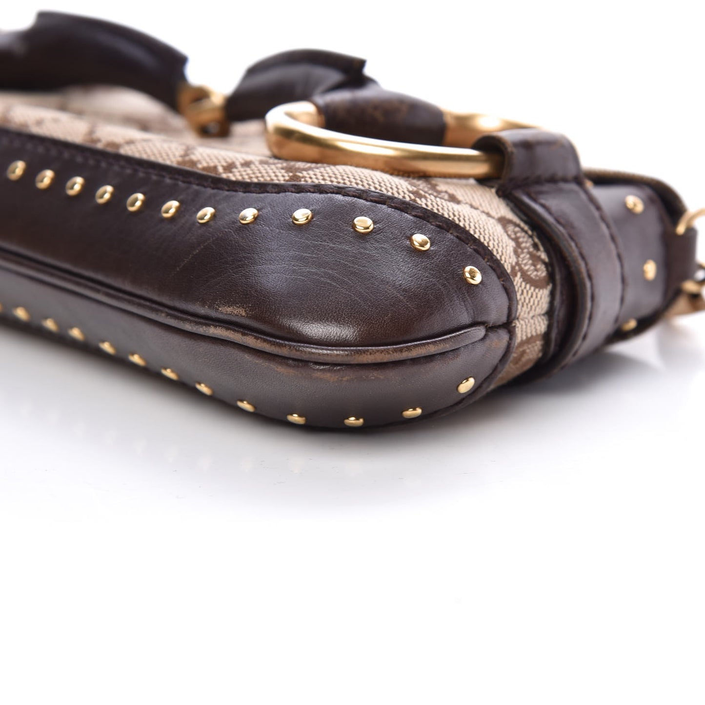 Monogram Studded Horsebit Clutch Dark Brown