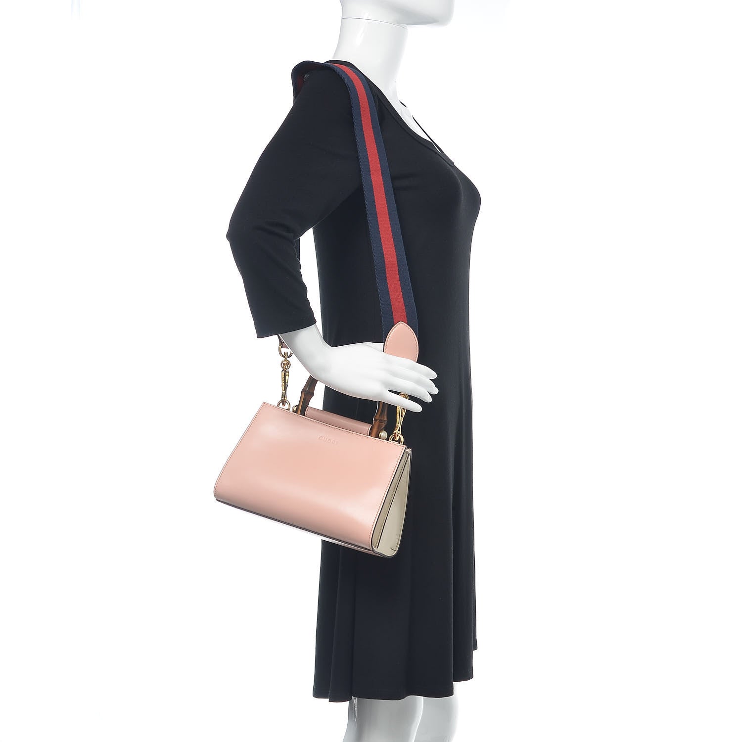 Gucci Nappa Bamboo Web Mini Nymphaea Top Handle Bag Perfect Pink Mystic White 2 of 12