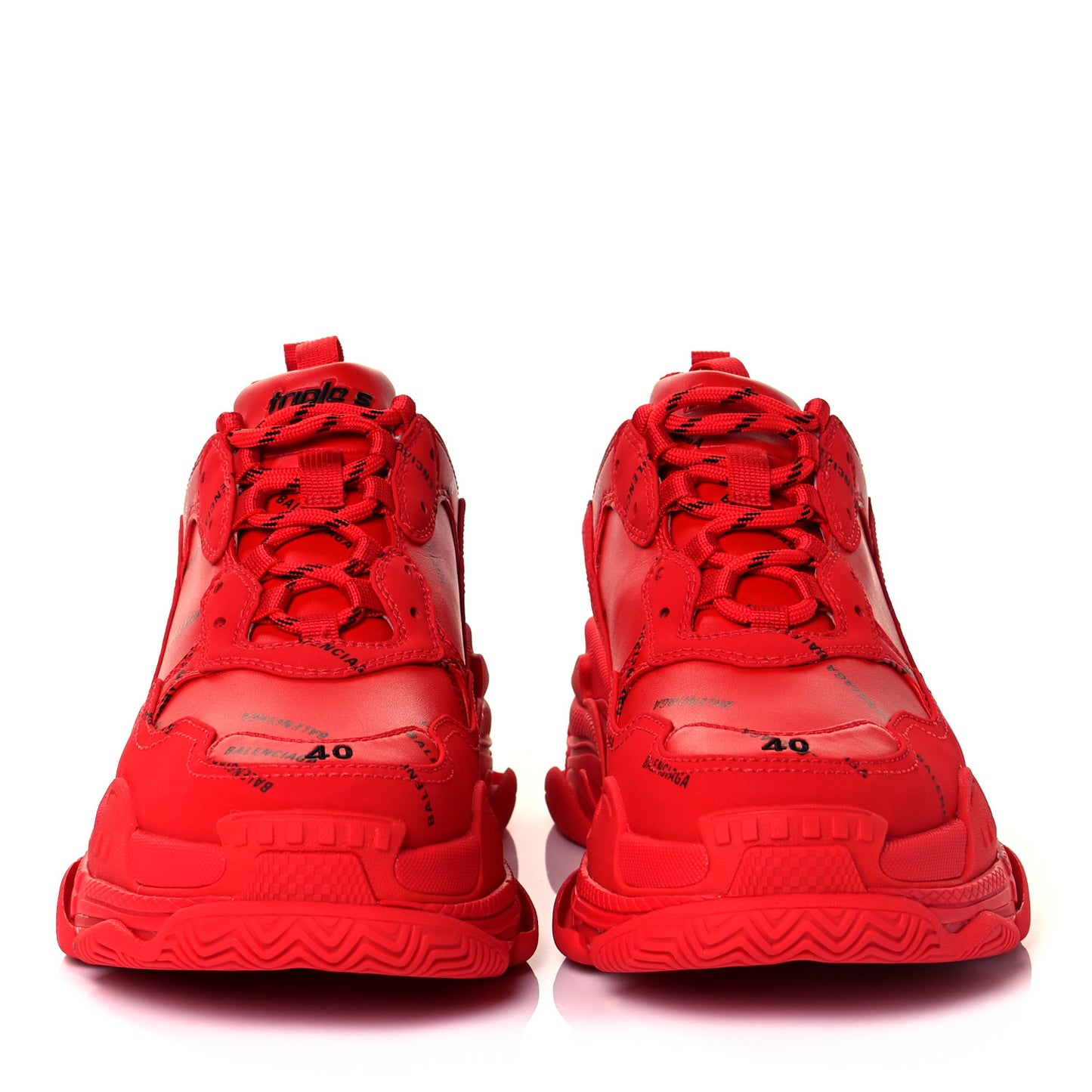 Technical Fabric Mesh Allover Logo Mens Triple S Sneakers 40 Red Black