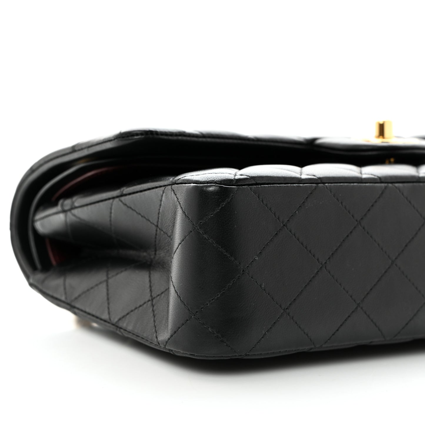 Lambskin Quilted Medium Double Flap Black