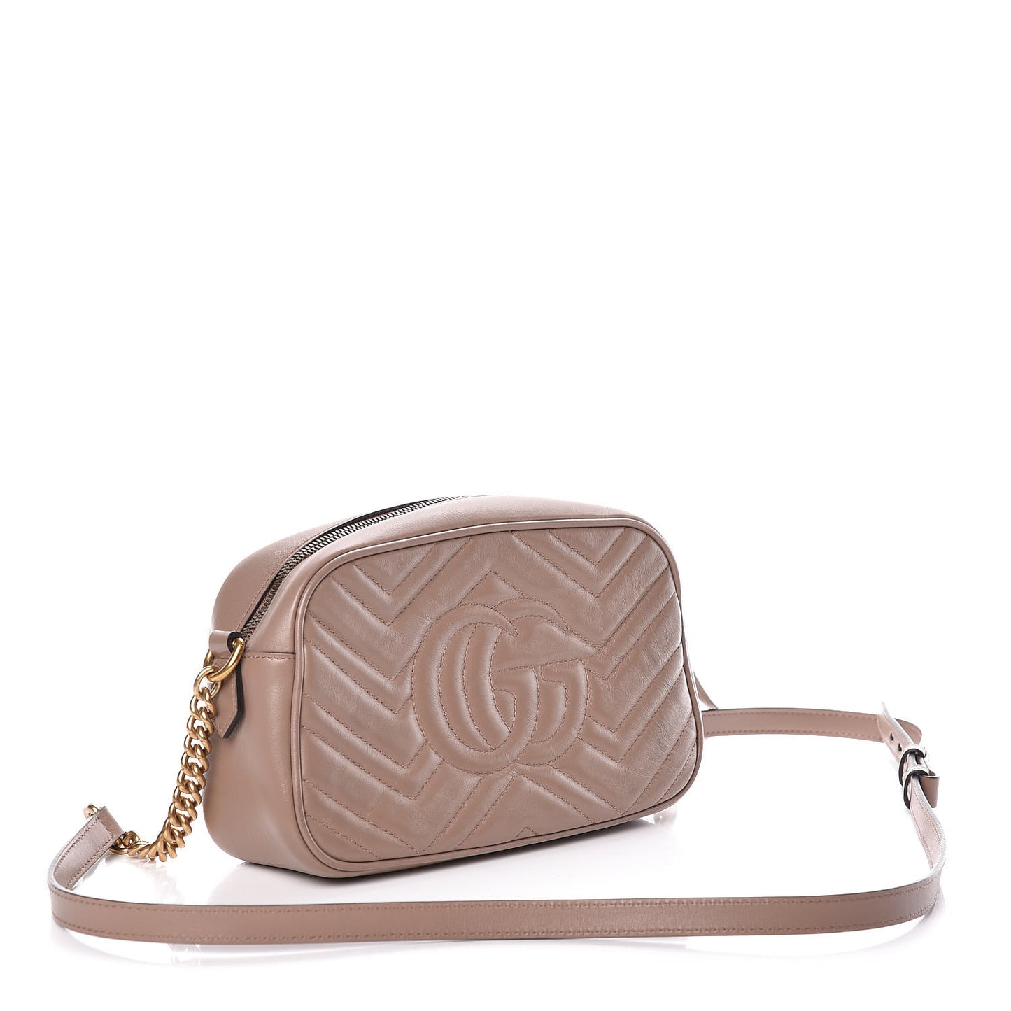 Calfskin Matelasse Small GG Marmont Chain Shoulder Bag Porcelain Rose