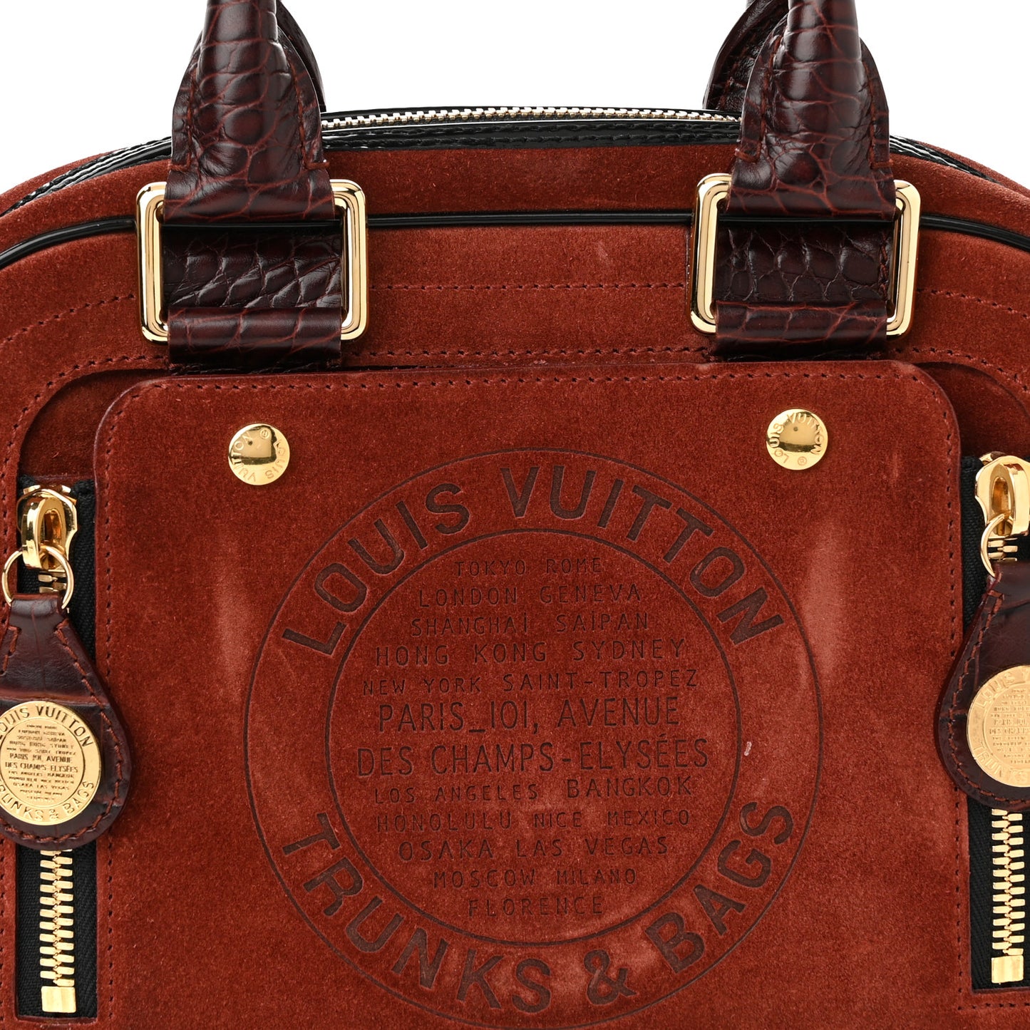 Suede Stamped Havane Bowler PM Brun
