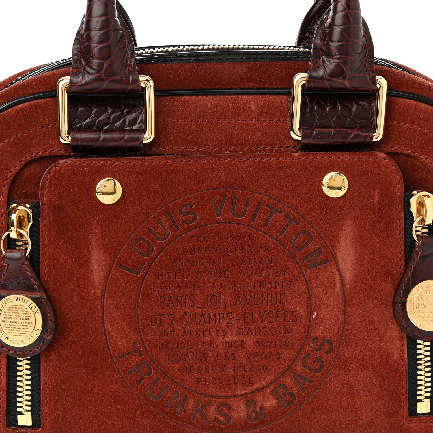 Louis Vuitton Suede Stamped Havane Bowler PM Brun 6 of 9