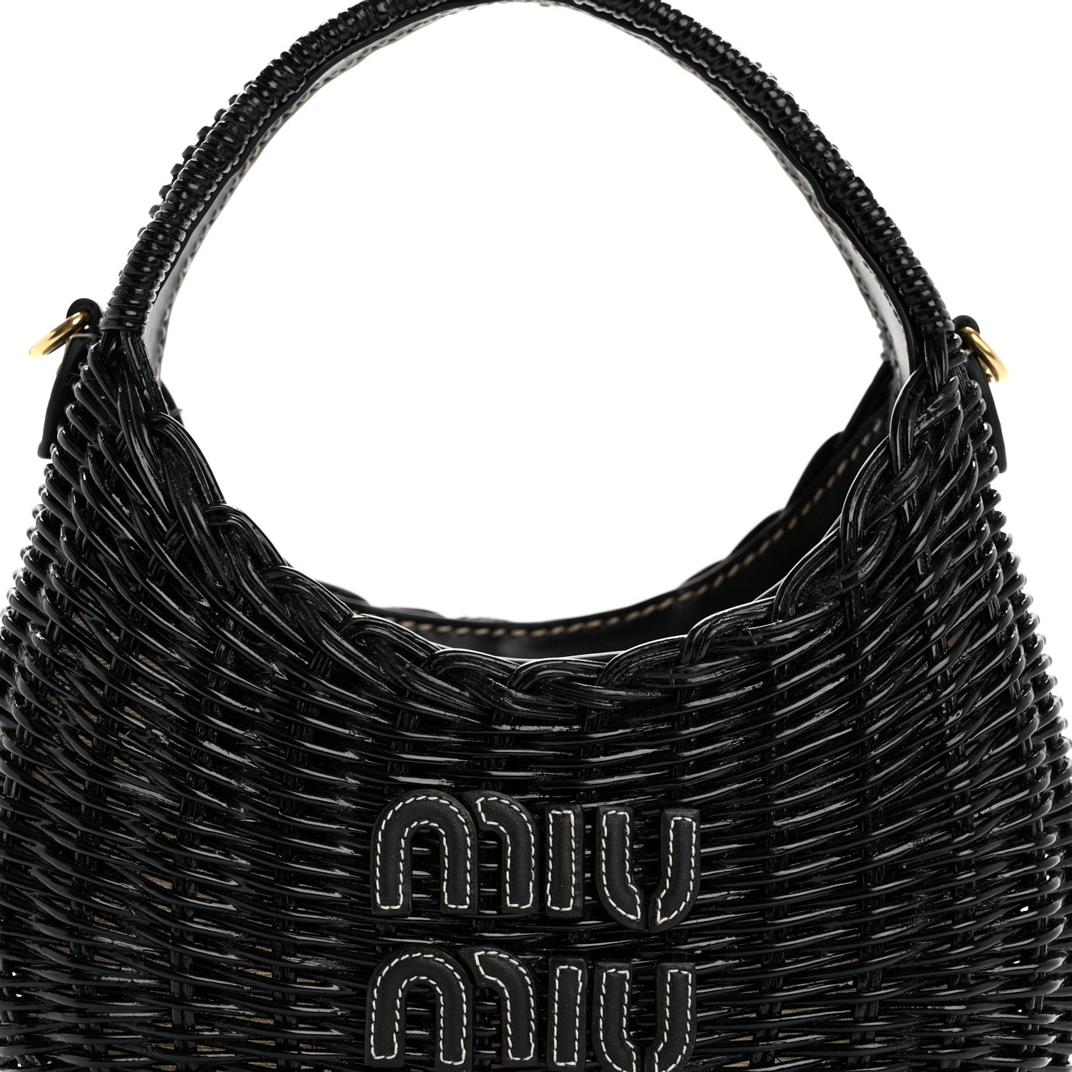Miu Miu Wicker Wander Hobo Black 8 of 10