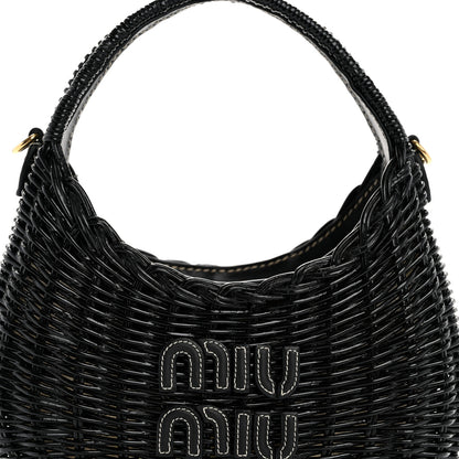 Miu Miu Wicker Wander Hobo Black 8 of 10