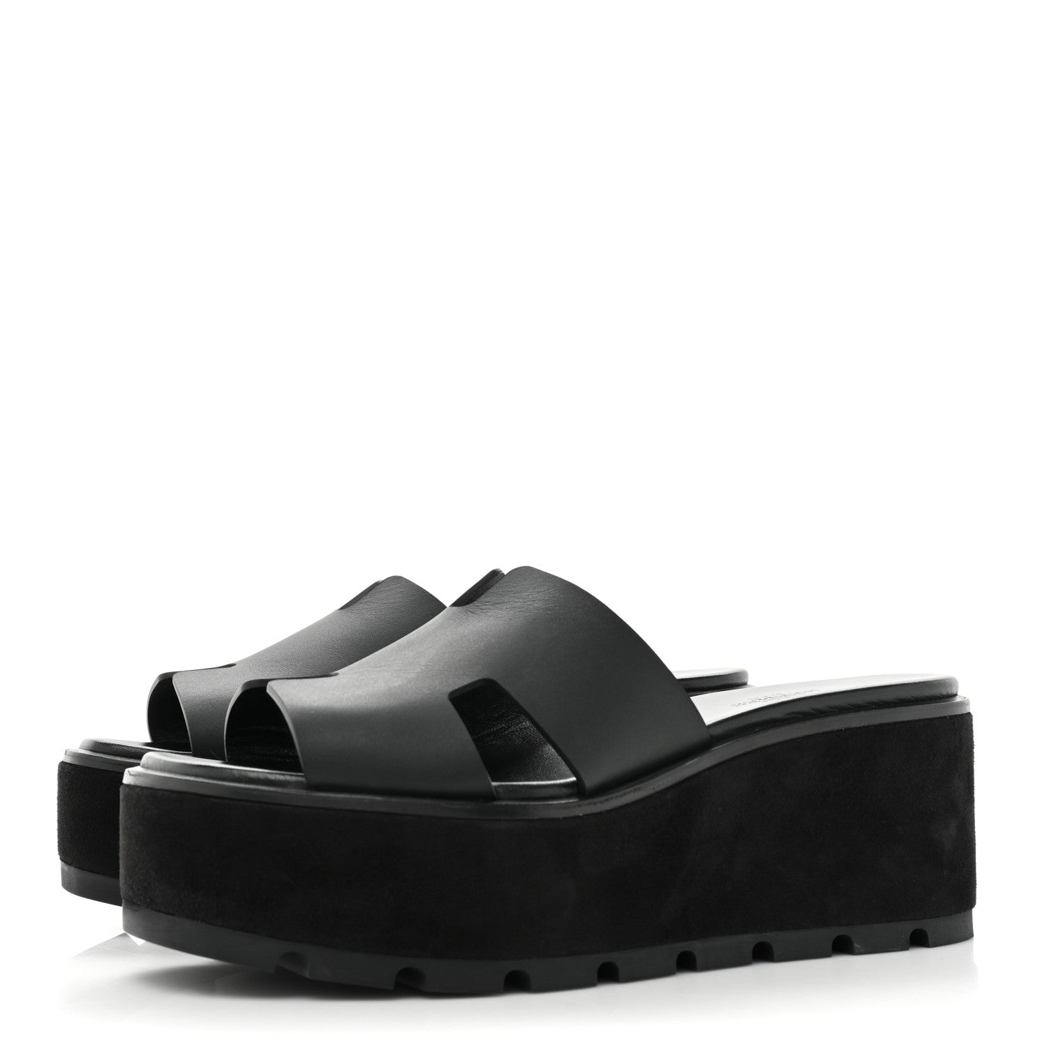 Hermes Calfskin Suede Eze 30 Sandals 37 Black 3 of 8