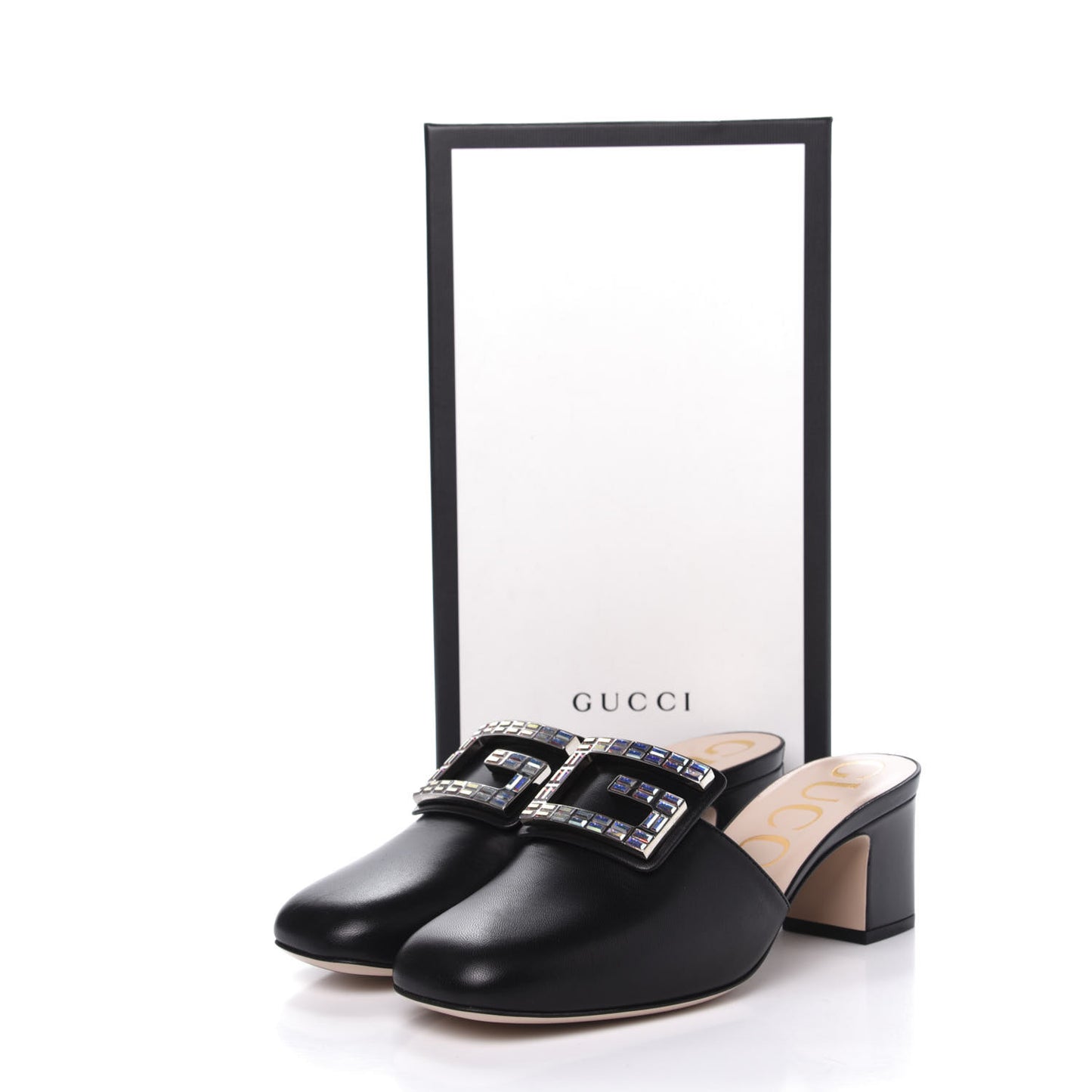 Malaga Kid Crystal Square G Madelyn Mules 38 Black