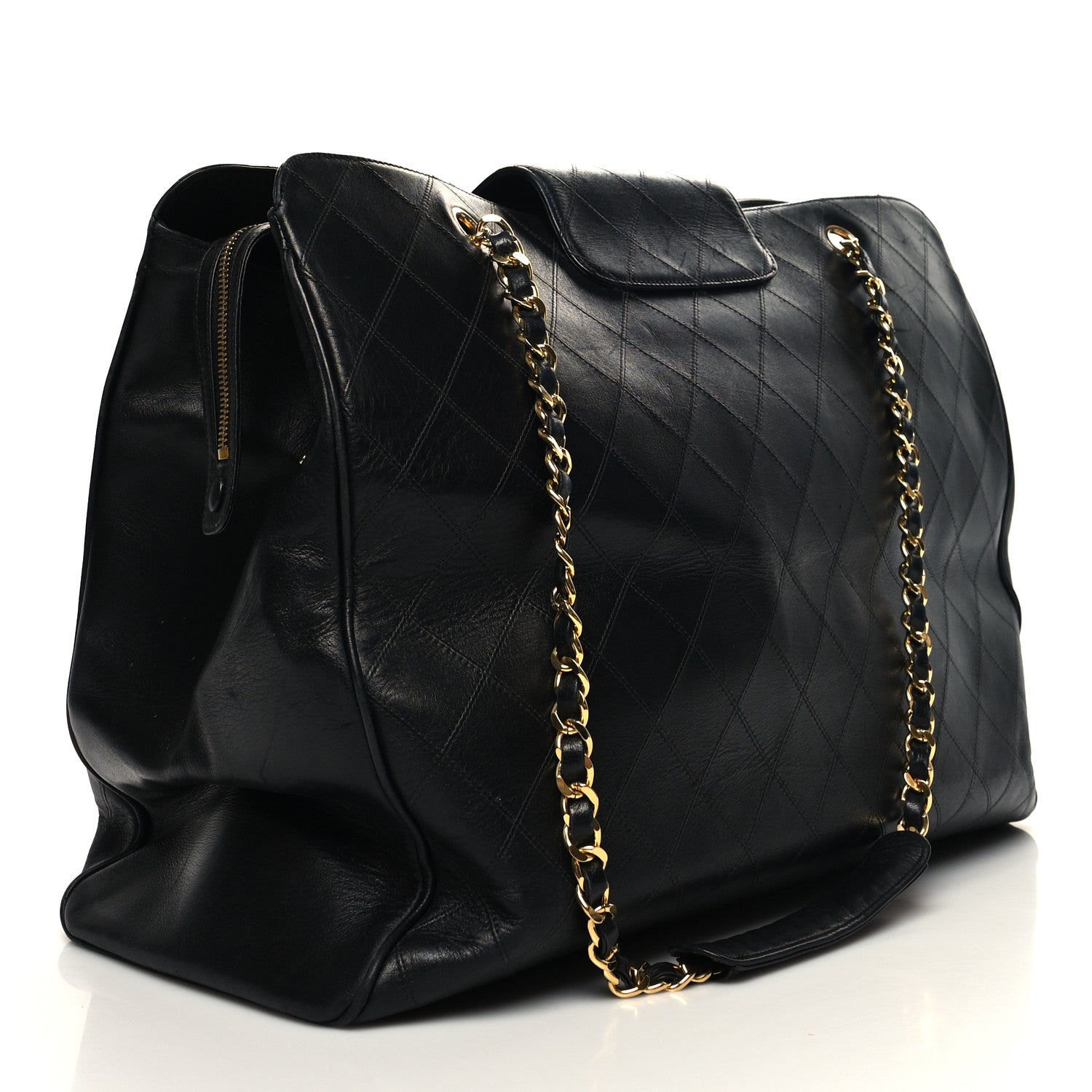 Chanel Calfskin Stitched XL Weekender Black 3 of 19